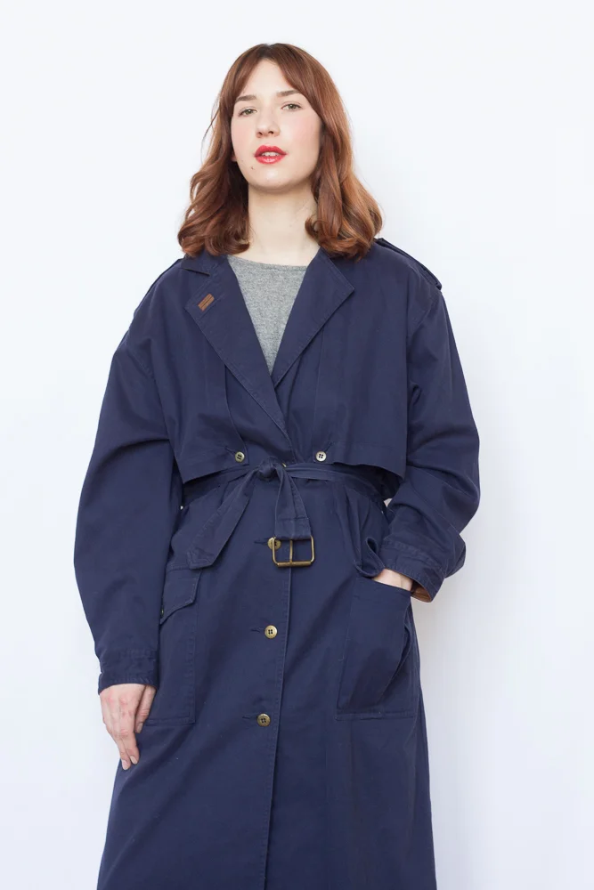 1980s Blue Cotton Trench Coat — Wayward Collection